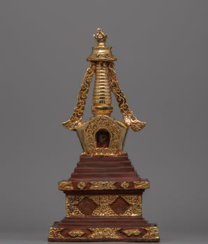 Buddhist Stupa with gold-plated copper and bronze