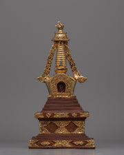 Buddhist Stupa with gold-plated copper and bronze