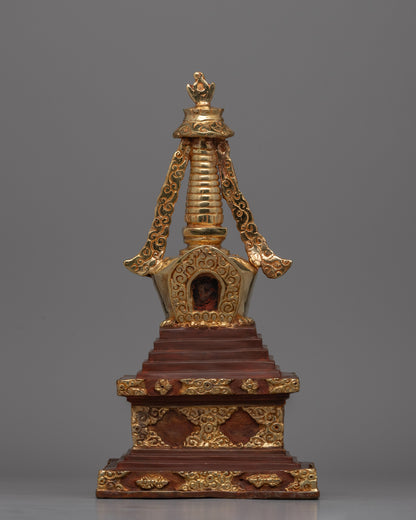 Buddhist Stupa with gold-plated copper and bronze