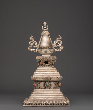 Copper Stupa with Silver Plating