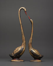 Handcrafted Brass Swan Figurine Set