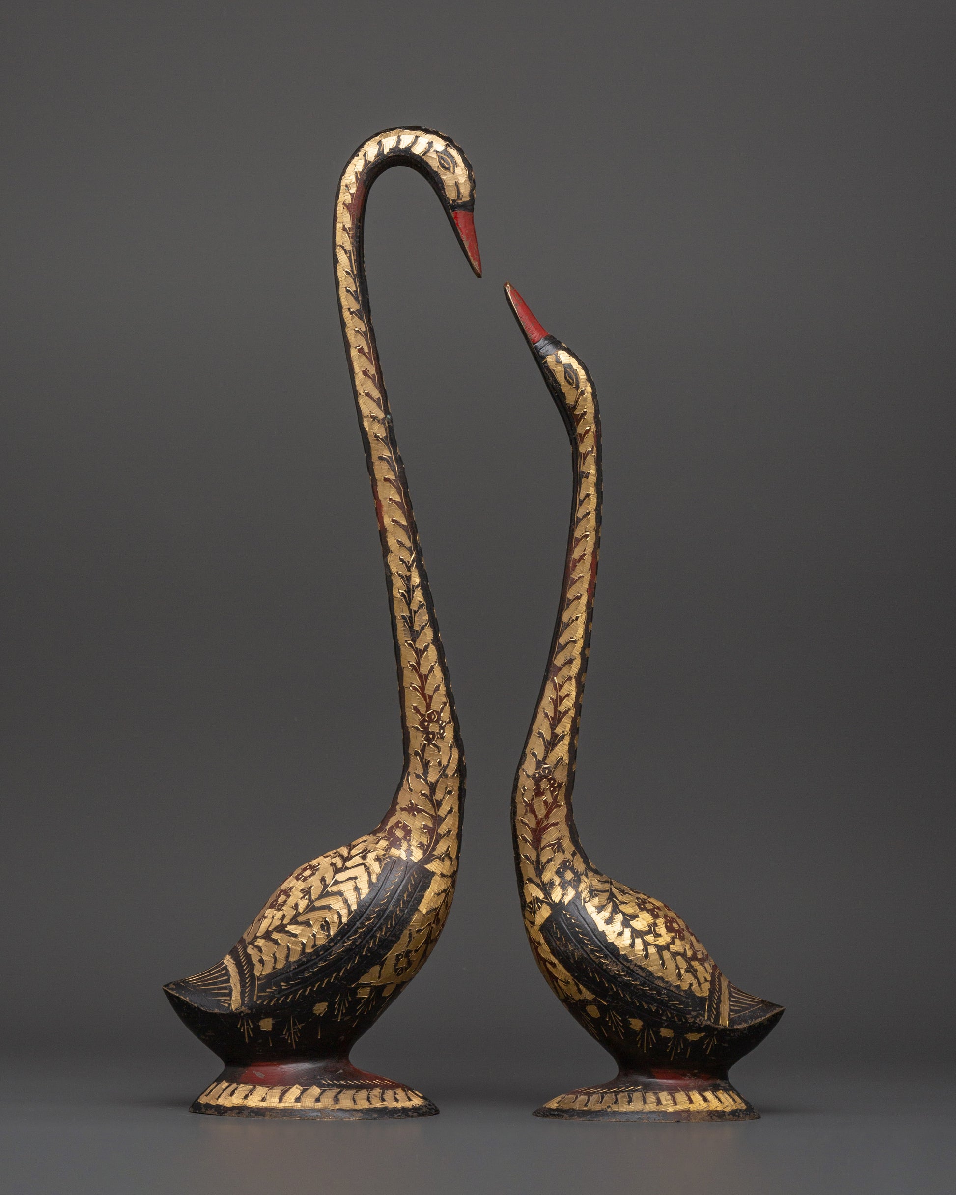 Handcrafted Brass Swan Figurine Set