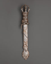 Iron Ritual Sword with Flame Design & Half Vajra