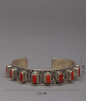 Pure Red Coral Stone Hand Bracelet | Tibetan Buddhist Charm Bracelet | Exquisite Gemstone Jewelry for Elegant Look