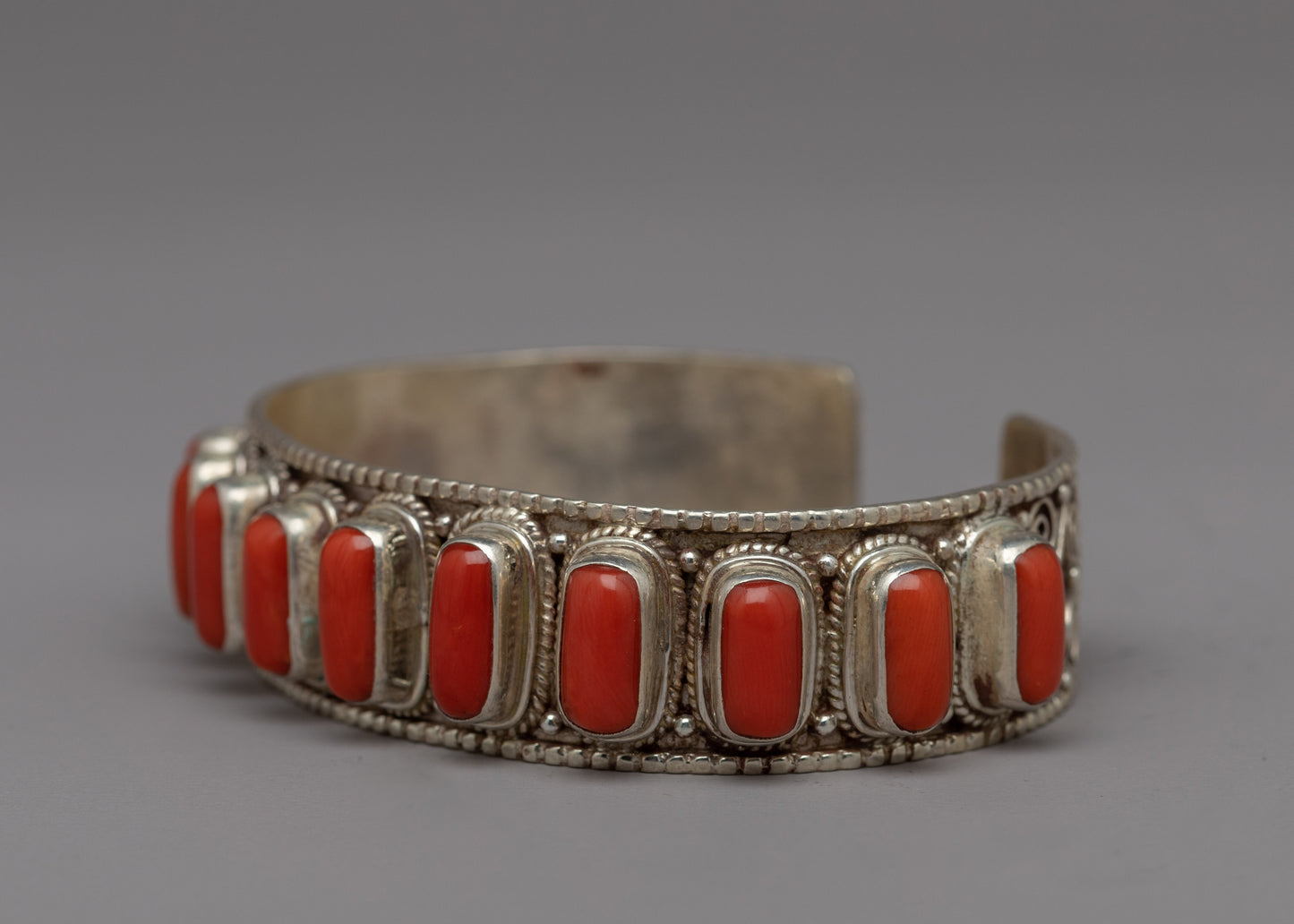 Tibetan Buddhist Bracelet with Red Coral Stone | Sacred Symbol of Strength and Protection