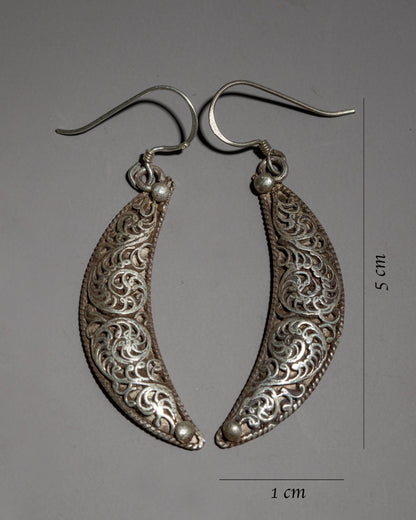 Crescent Moon Earrings |  Intricate Design Meets Celestial Beauty