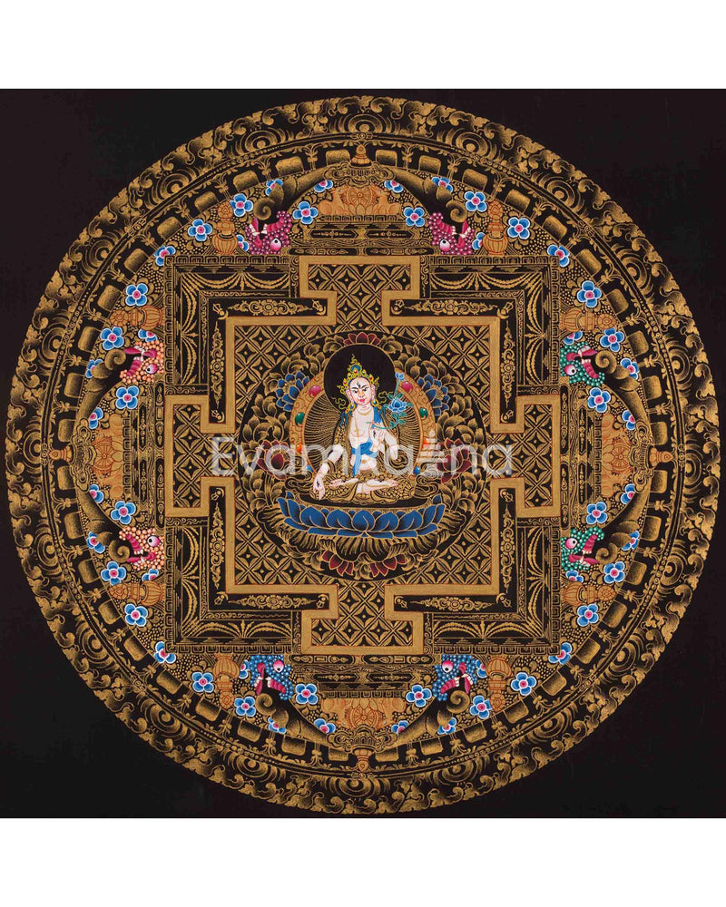 Original Hand Pained White Tara Mandala Thangka