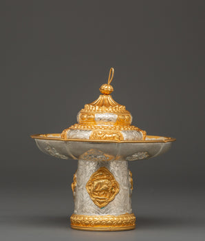 Tibetan Style Tea Cup Cover | Gold & Silver Plated Decorative Tea Cup Cover