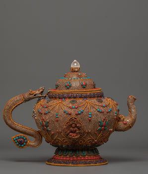 Green Tara Carved Tea Pot | Mother of All Buddhas