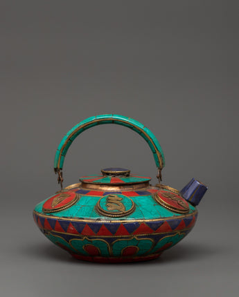 Decorative Tea Pot with Mantra Carving