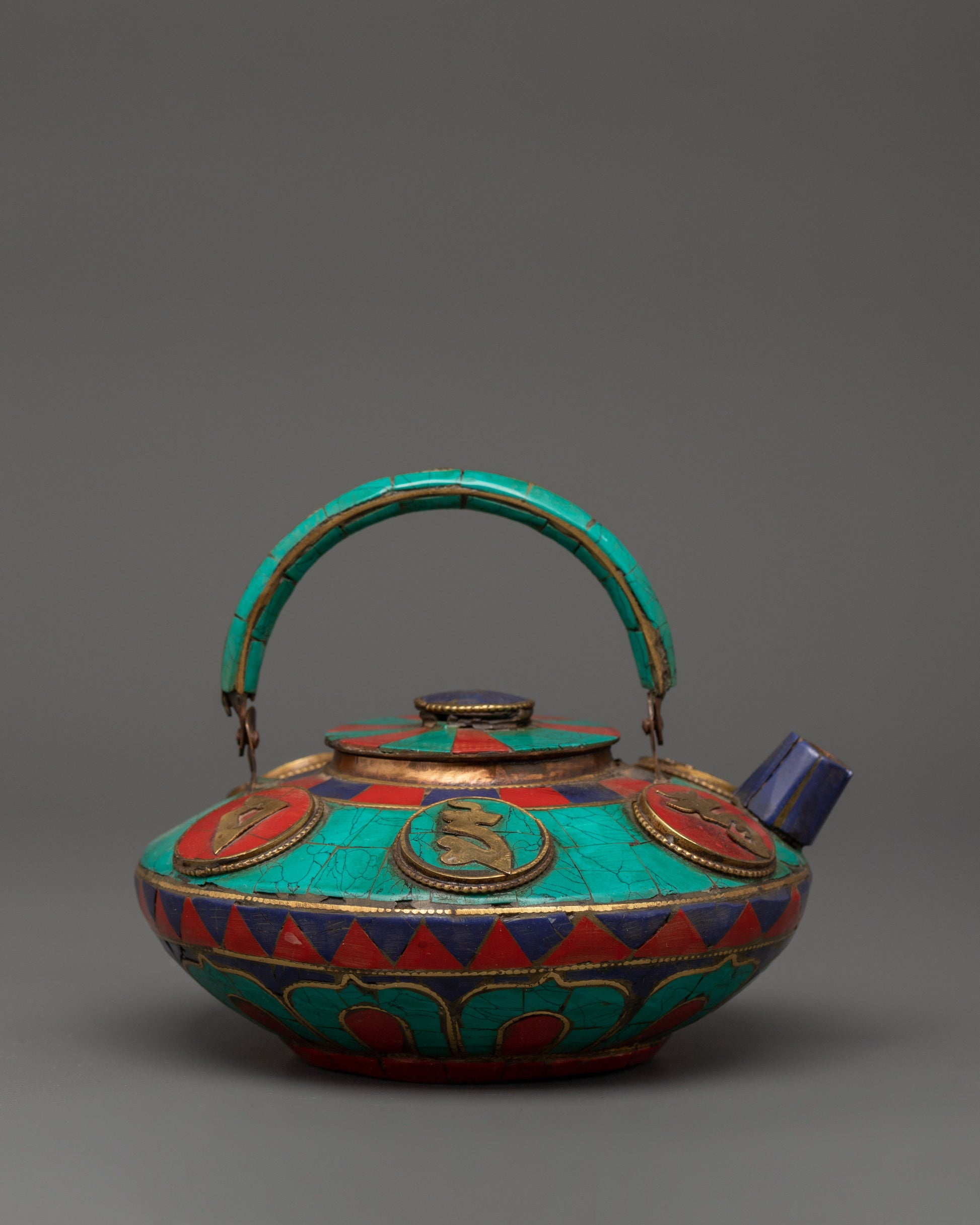 Decorative Tea Pot with Mantra Carving