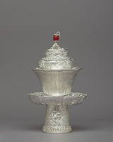 Silver Tea Cup with Red Stone