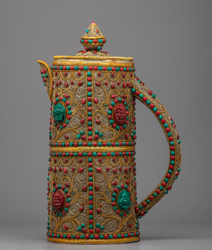 Buddhist Traditional Tea Pot | Gemstones Embedded on the Pot