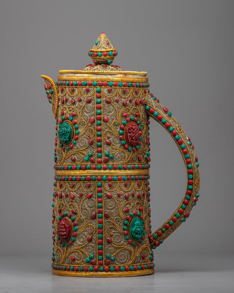 Buddhist Traditional Tea Pot | Gemstones Embedded on the Pot