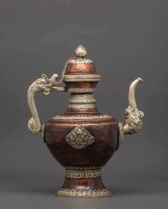 Handcrafted Copper Teapot with White Metal Overlay |