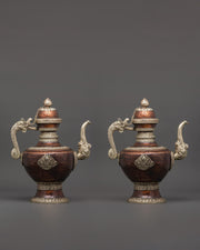 Handcrafted Copper Teapot with White Metal Overlay |