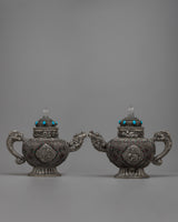 Silver Plated Tibetan Ritual Kettle