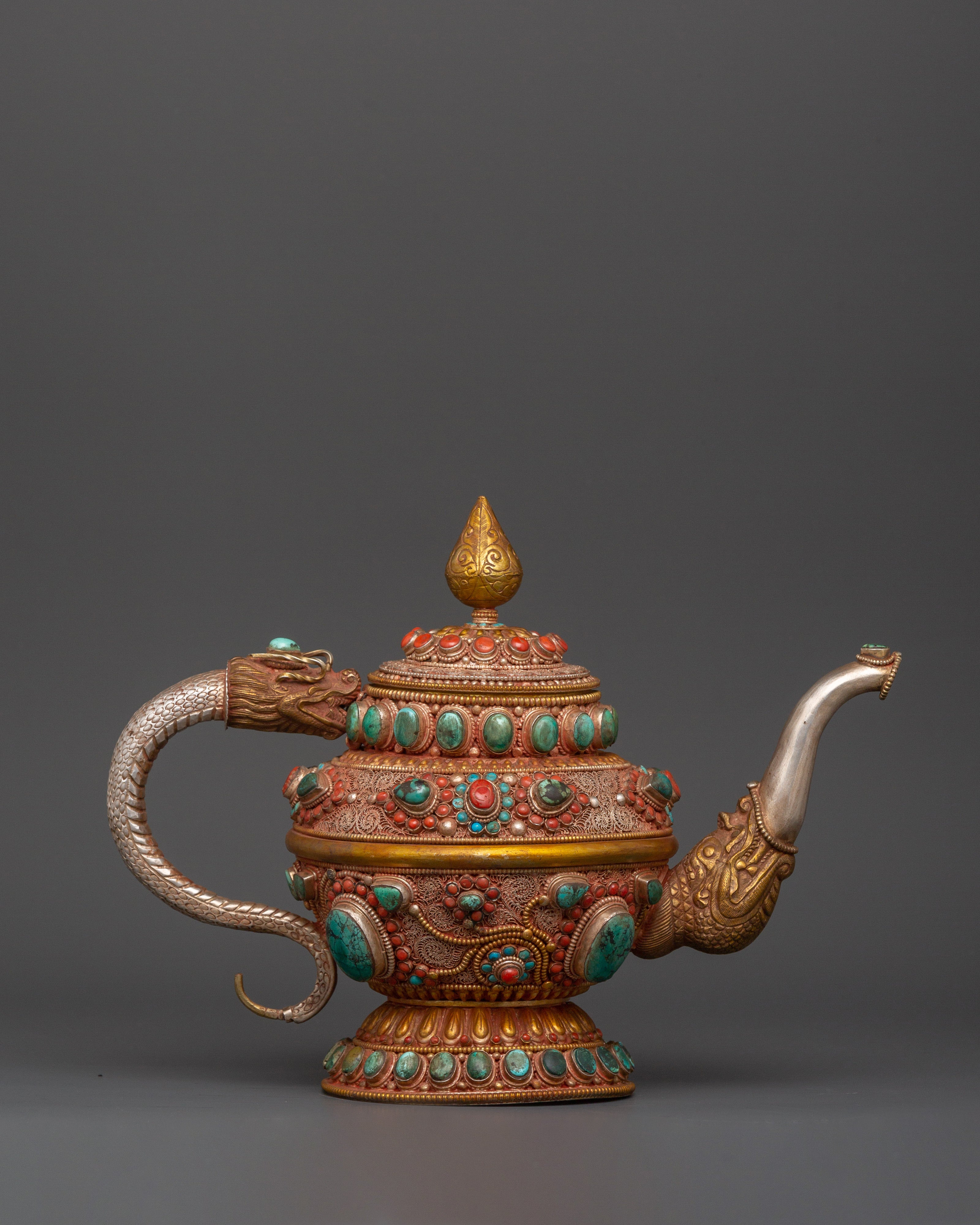 92.5% silver Tibetan teapot