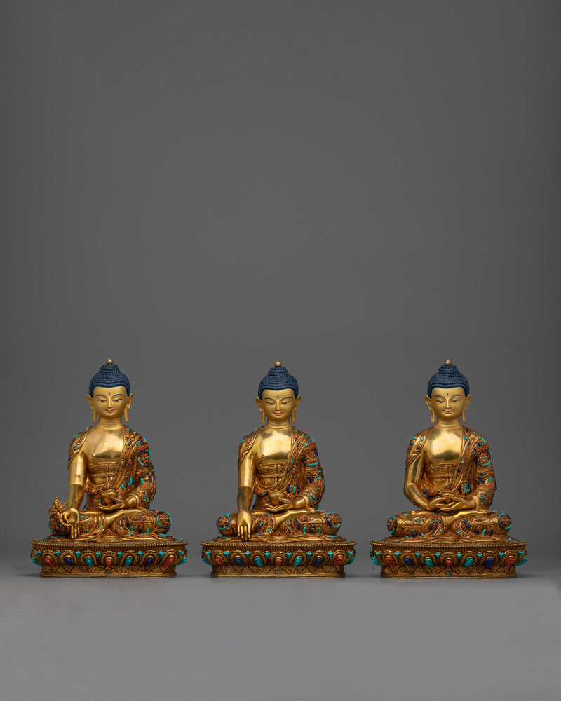9.8 Inch Three Buddha Statue Set 
