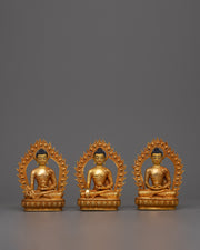 Copper Three Buddha Statue Set