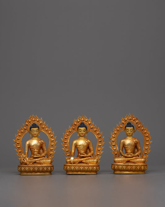 Copper Three Buddha Statue Set