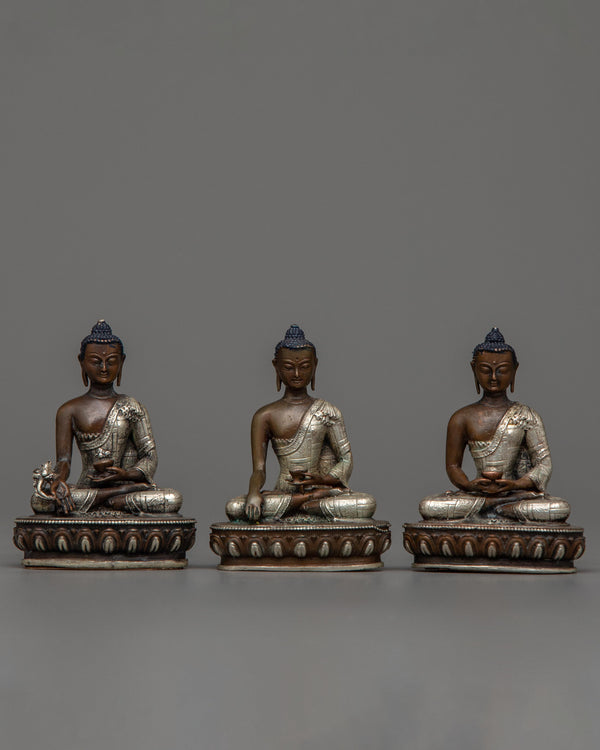 Silver Plated Three Buddha Set