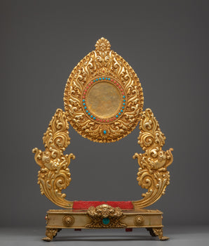 Traditional Gold-Plated, Copper Throne | Sacred Ritual Throne for Shrine
