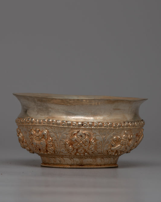 Tibetan White Metal Bowl