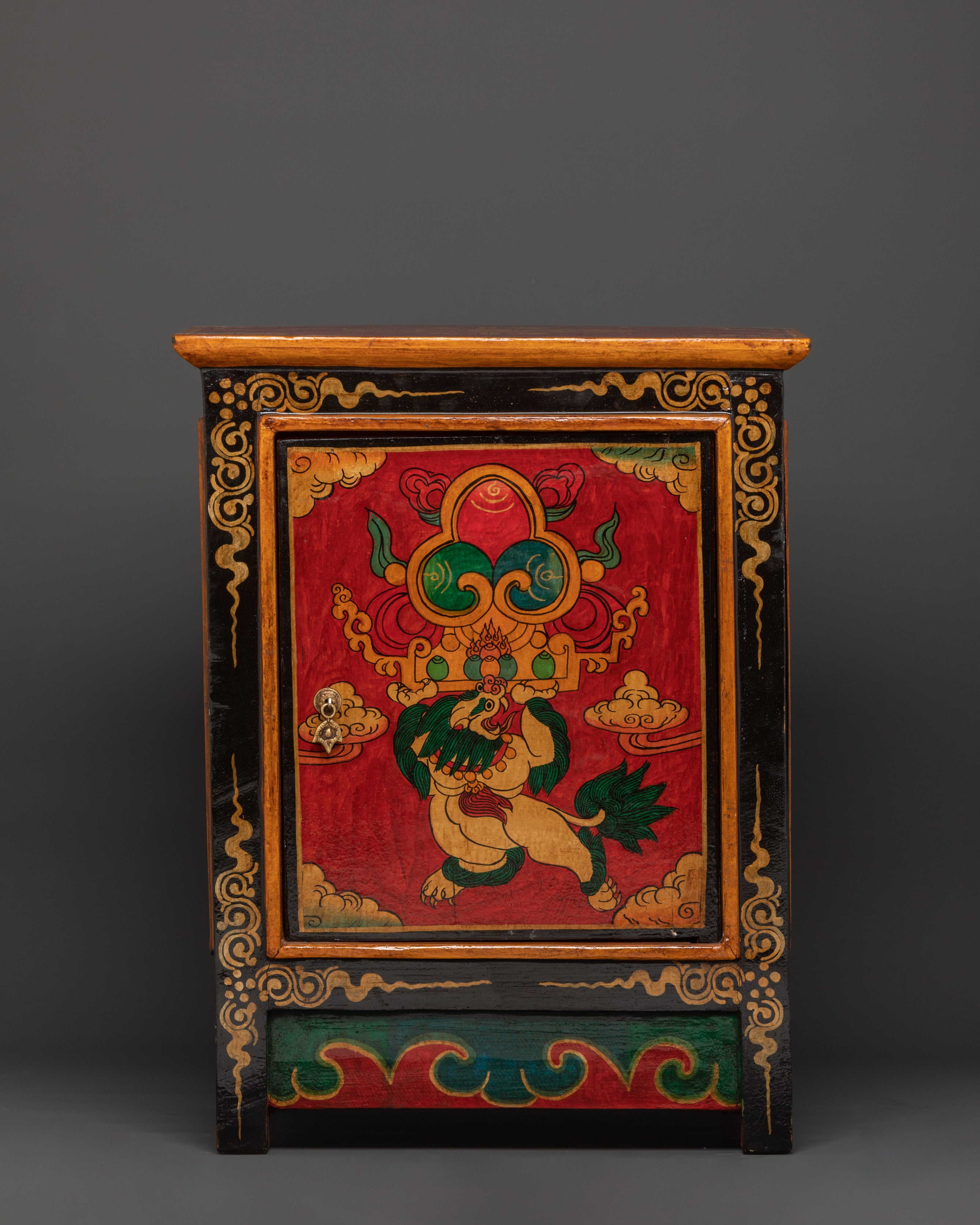 Handcarved Tibetan Wood Cabinet