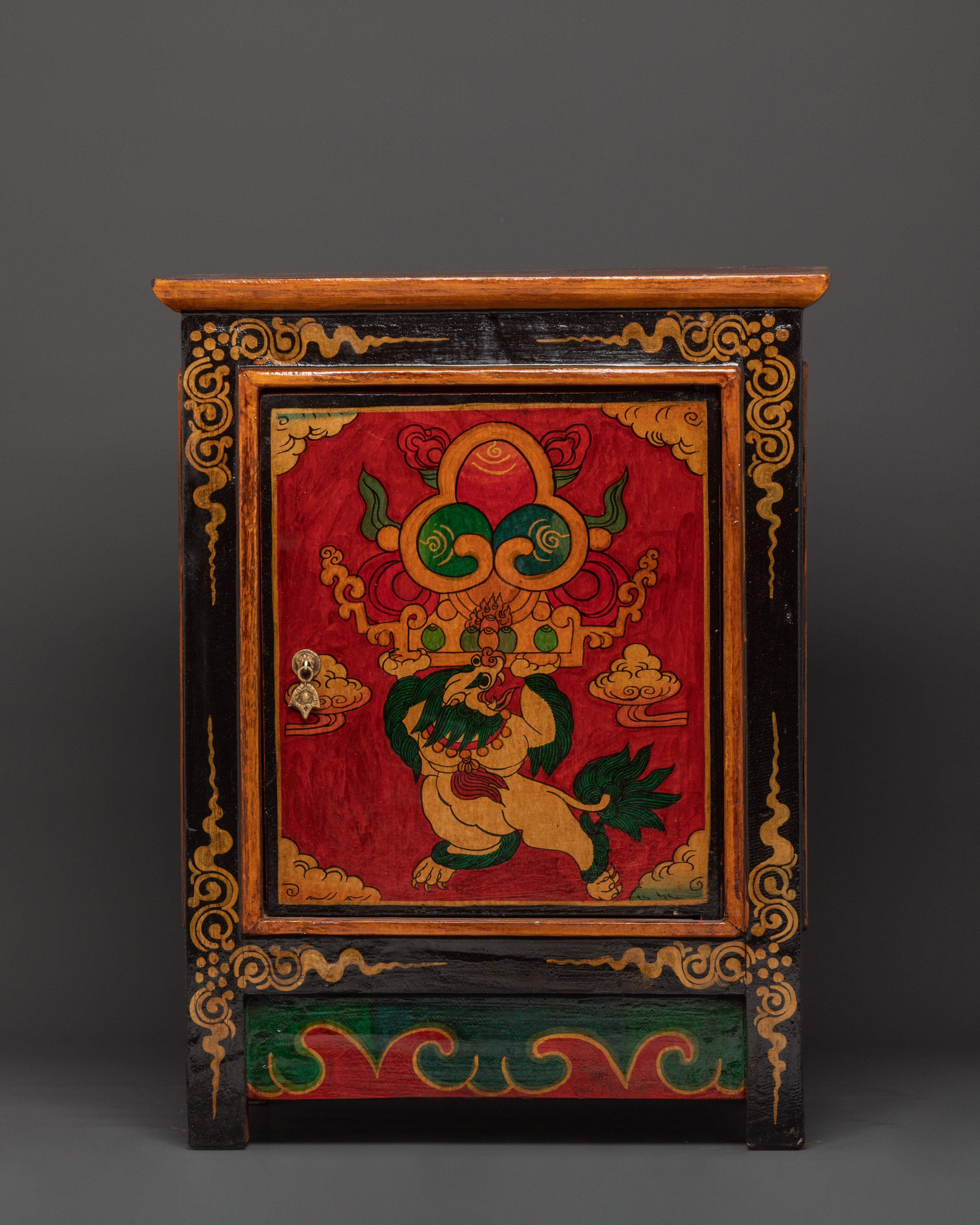 Handcrafted Tibetan Wooden Cabinet