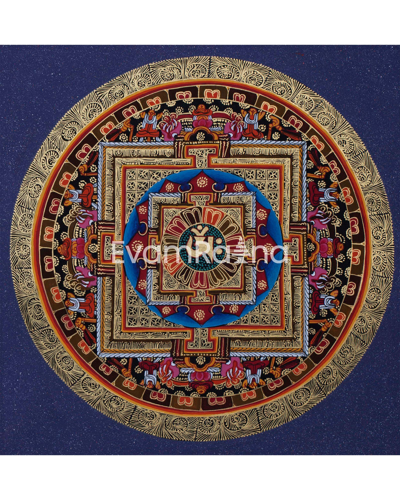 Original Handmade OM Mantra Mandala Thangka | Meditation & Peace | Home Decor