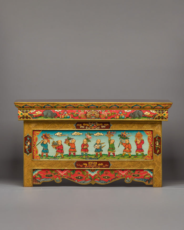 Hand-carved Tibetan Table (Chokchi) | Foldable Altar Table