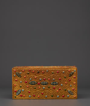 Hand Painted Tibetan Tissue Box | Colorful Wood Box with Acrylic Detailing