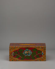 Handmade Tibetan Floral Tissue Holder | Painted Wooden Decor