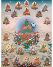 Traditionally Crafted Thangka Print For 21 Tara Praise
