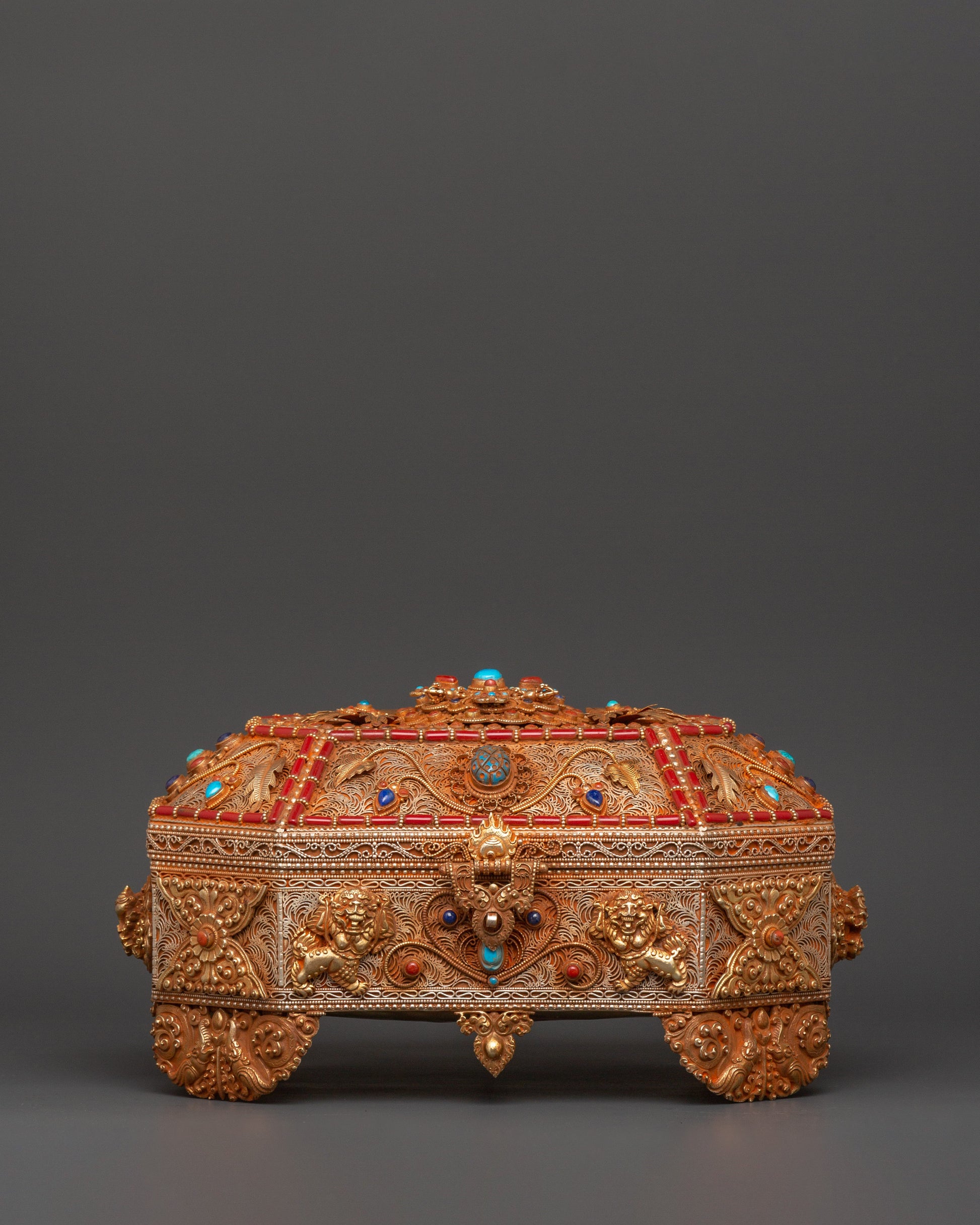 Tibetan Treasure Box with Coral