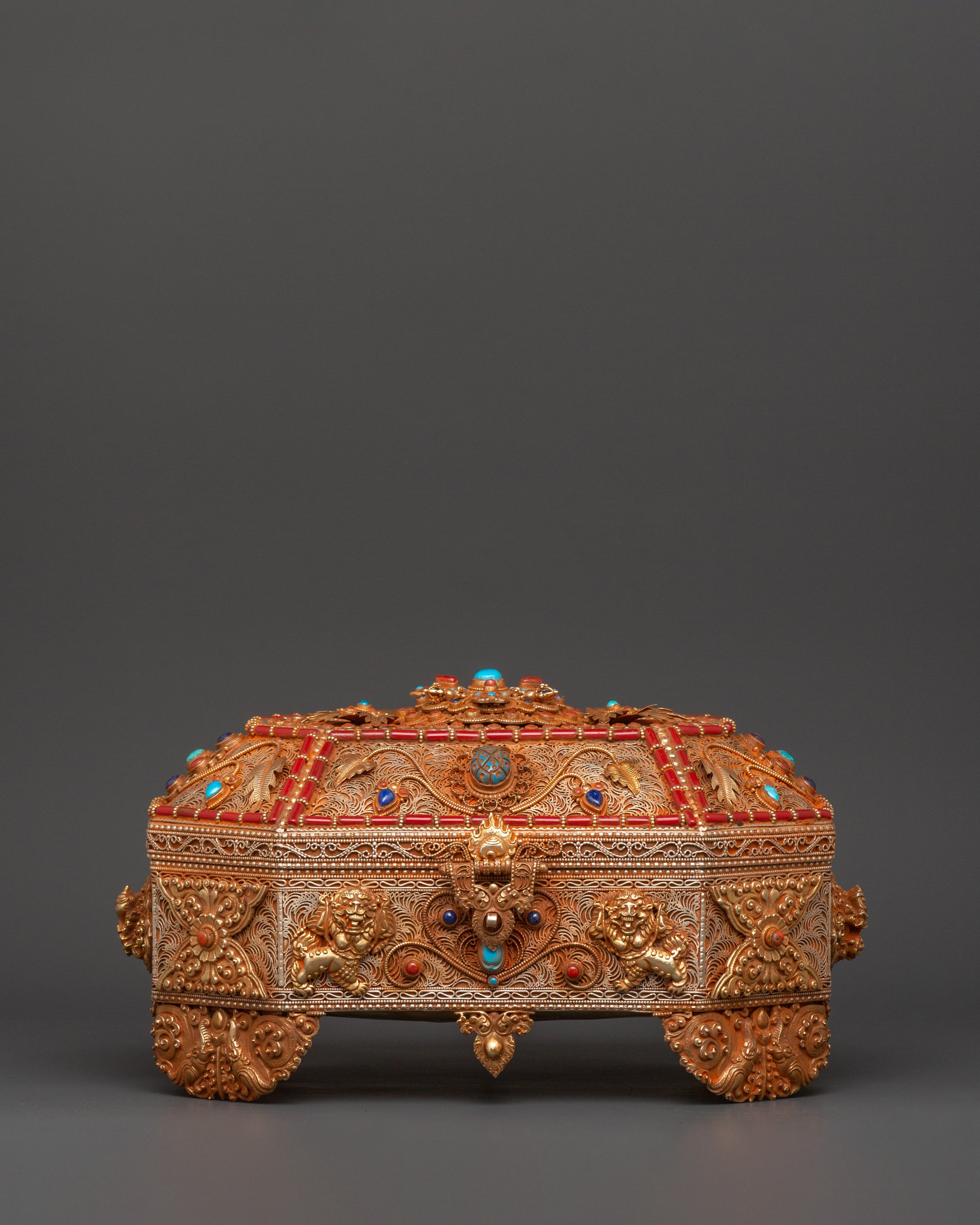 Tibetan Treasure Box with Coral