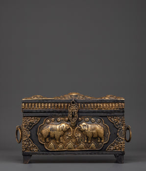 Treasure Chest Decor |  Chest with Elephant Carvings