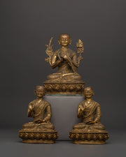 Handcrafted Brass body Tsongkhapa with Je Gyaltsab & Je Khedrup