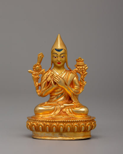 Gold-Plated Tsongkhapa Statue | Revered Tibetan Buddhist Master