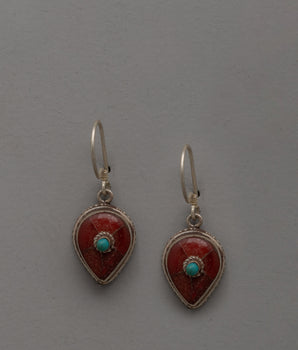 Turquoise and Coral Earrings