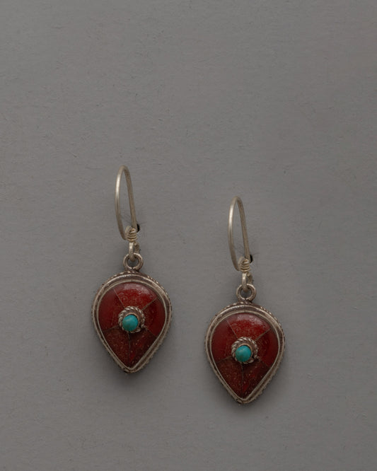 Turquoise and Coral Earrings​