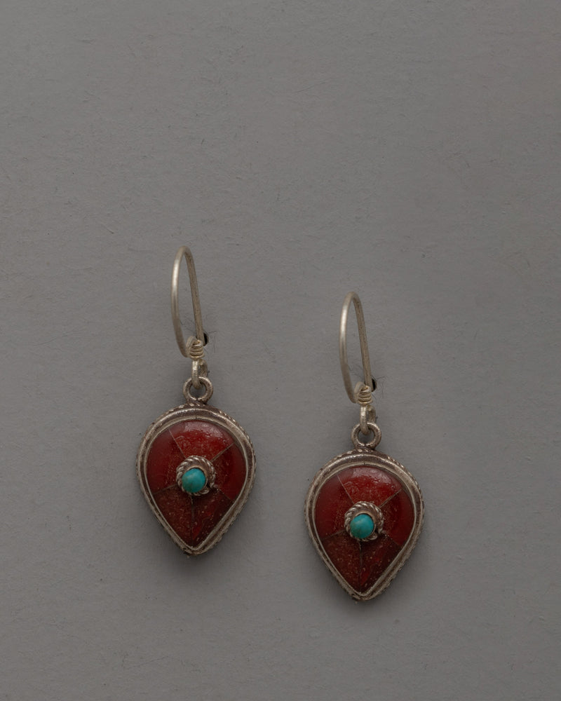 Turquoise and Coral Earrings​