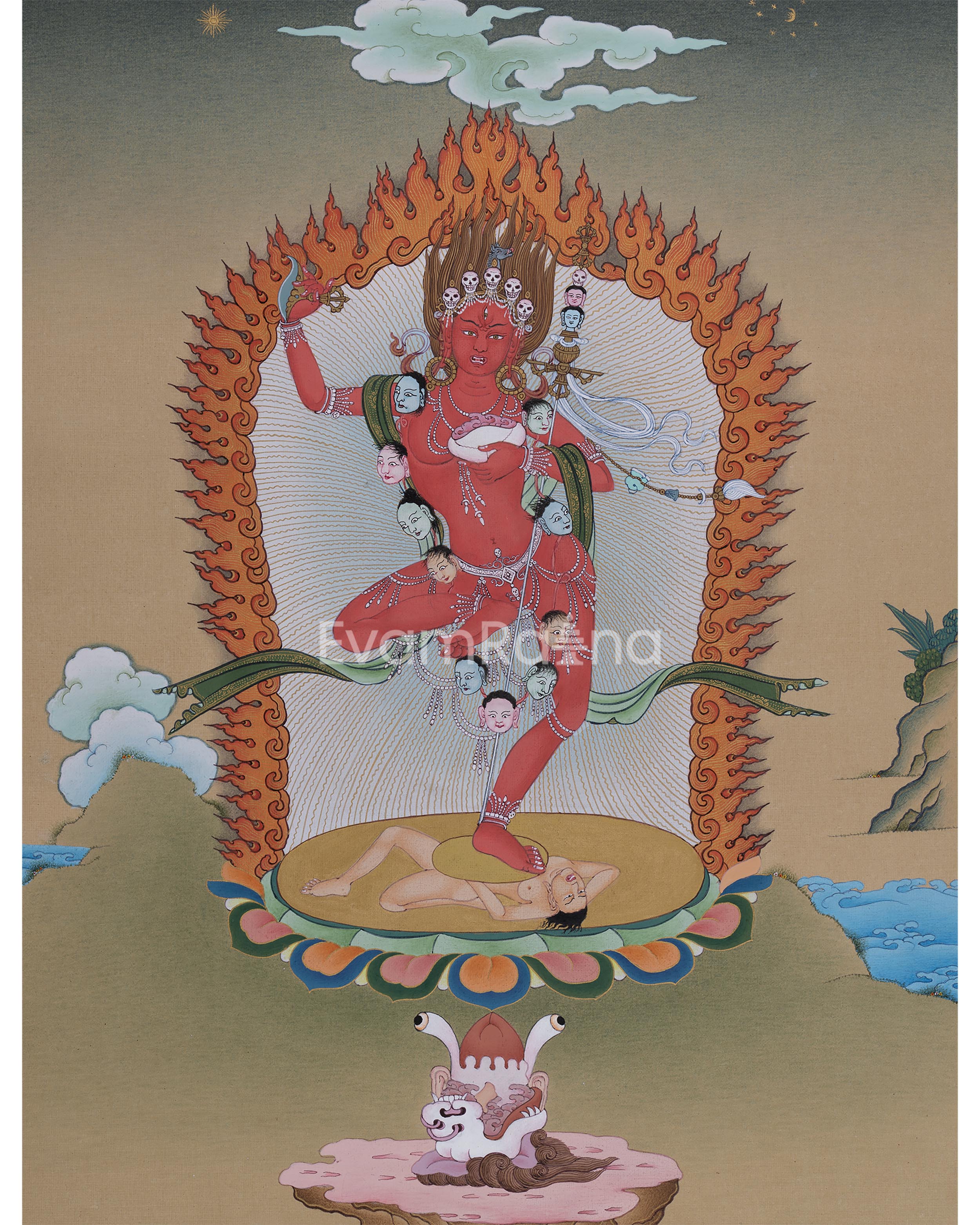 Traditional Vajra Varahi Thangka Print for Your Sacred Space 