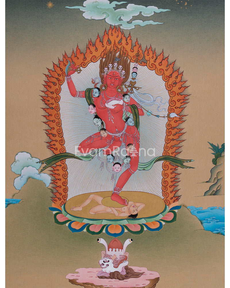 Traditional Vajra Varahi Thangka Print for Your Sacred Space 