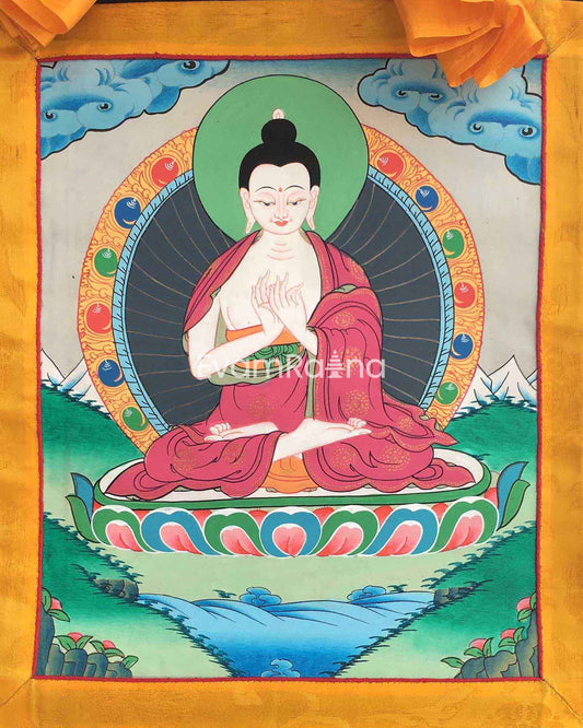 Small sized Vairochana Buddha Brocade Mounted Thanka