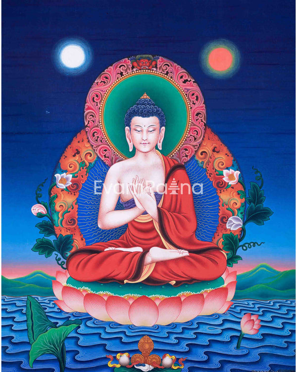Traditional Nepali Art Print For Vairocana Buddha Mantra Practice