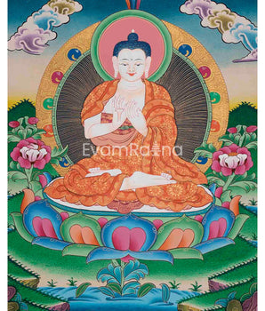 Original Handmade Vairocana Buddha Thangka | Pancha Buddha | Meditation And Yoga |