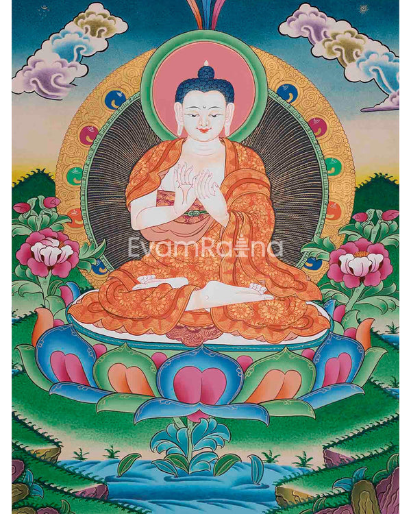 Original Handmade Vairocana Buddha Thangka | Pancha Buddha | Meditation And Yoga |