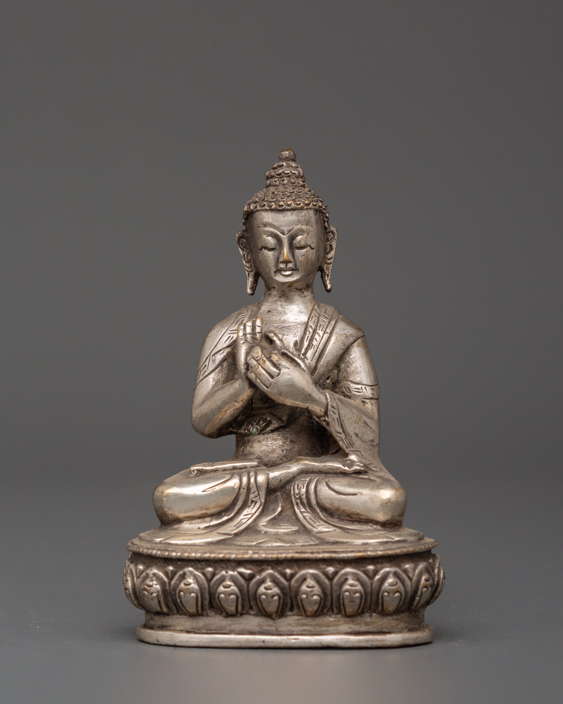 Handcrafted Tibetan Dharma Chakra Mudra Vairocana Buddha